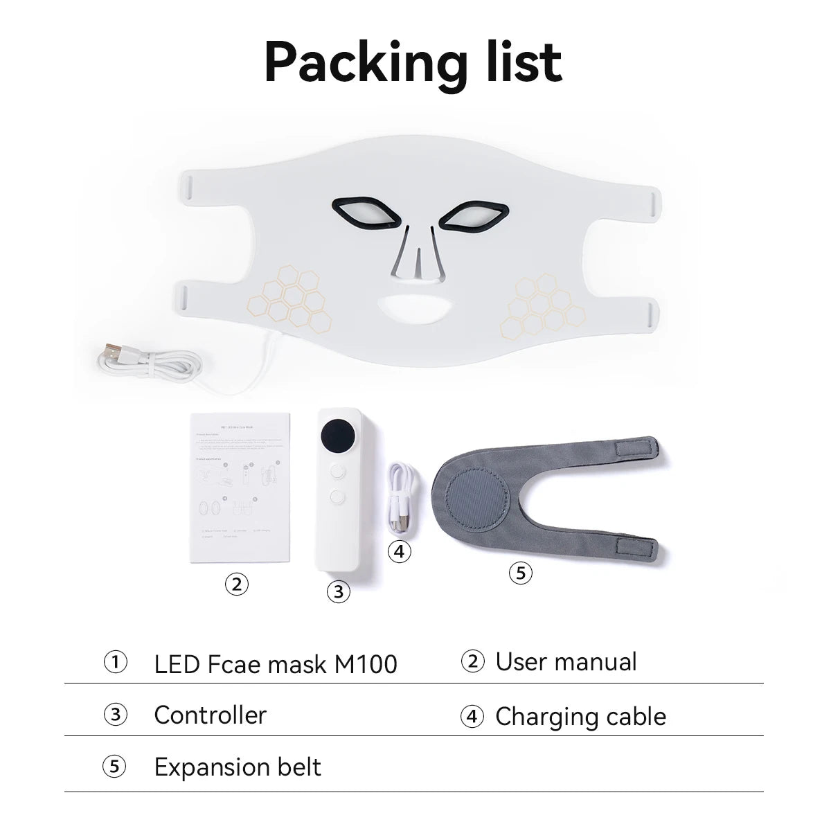 Hello Face Rechargeable Red Light Mask for Face & Neck Infrared LED Mask Skincare Device for Skin vitality