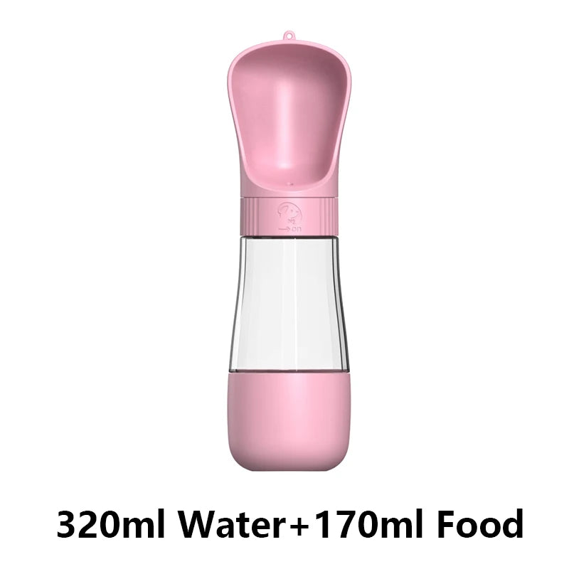 2-in-1 Portable Pet Water Bottle with Food Container - Foldable Travel Dispenser for Dogs & Cats Leakproof Outdoor Hydration