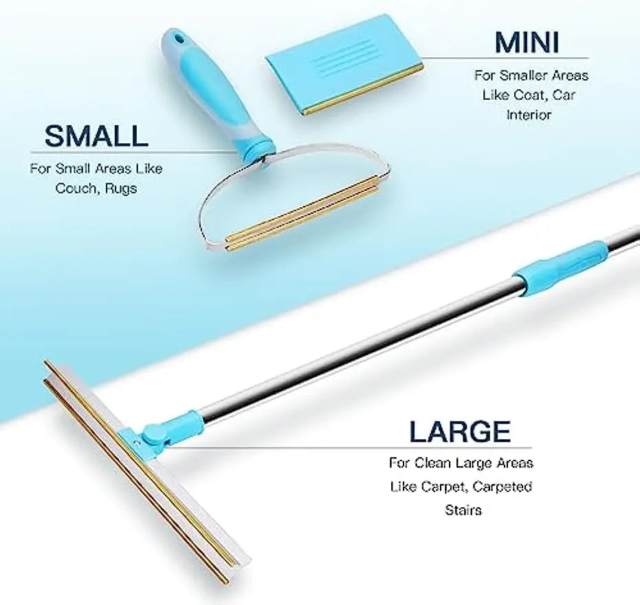Pet Hair Remover Set Fluff Removal Tool Metals Telescopic Handle Rug Rake Dog Cat Hair 180° Rotation Carpet Shave Pet Products