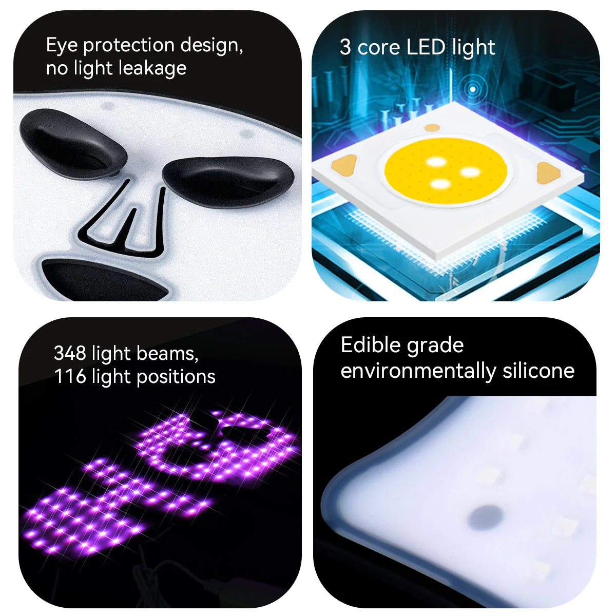 Hello Face Rechargeable Red Light Mask for Face & Neck  Infrared LED Mask Skincare Device for Skin vitality