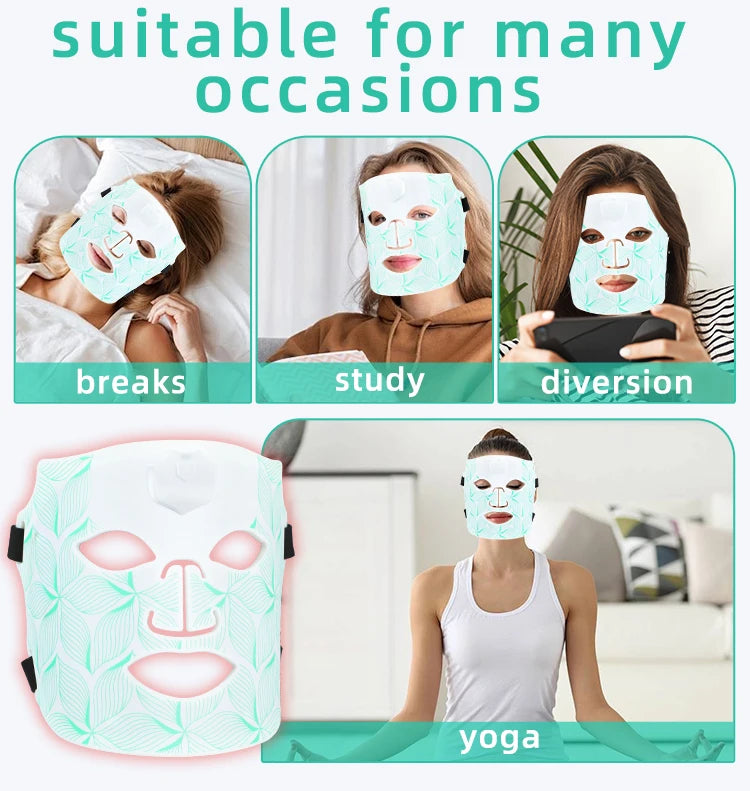 7 Color Red Light Therapy Mask Silicone LED Face Mask Light Therapy Skin Care at Home with Eye Protection Anti Aging Wrinkles