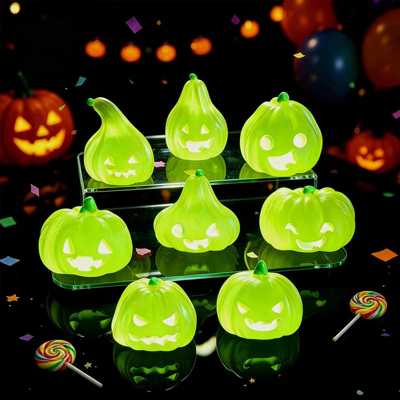 Halloween Luminous Pumpkin Decoration Cute DIY Expression Micro Landscape Small Desktop Ornaments Home Garden Figurines