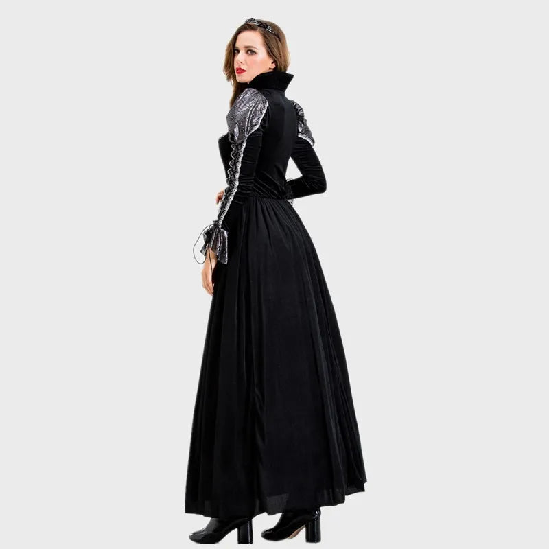 Halloween Day of the Dead Sexy European Medieval Retro Court Gothic Queen Evil Vampire Costume Carnival Party Devil Witch