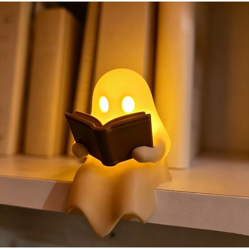 Halloween Desktop Luminous Reading Ghost Ornaments Ghost Books With Led Crafts With Lights Holiday Party Office Decoration Gifts