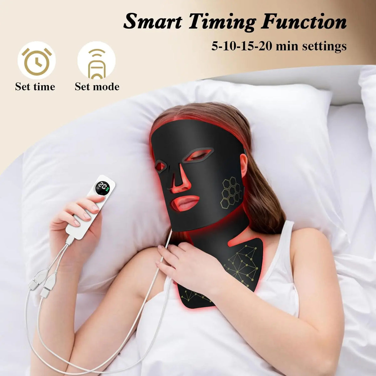 Hello Face Rechargeable Red Light Mask for Face & Neck  Infrared LED Mask Skincare Device for Skin vitality