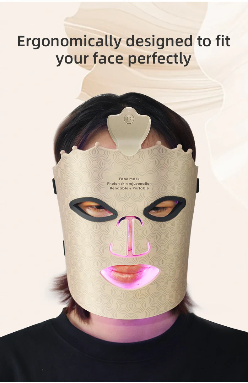 7 Color Red Light Therapy Mask Silicone LED Face Mask Skin Care at Home with Eye Protection Cushion For Anti Aging Wrinkles