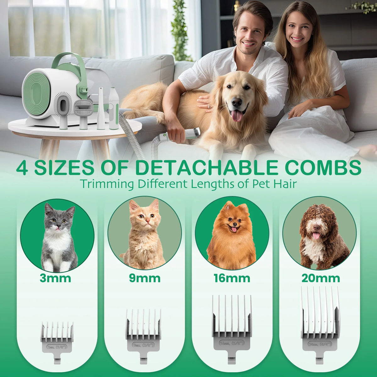 Pet Hair Remover ABS Vacuum and Brush Combo for Dogs and Cats-Multifunctional Electric Grooming Tool