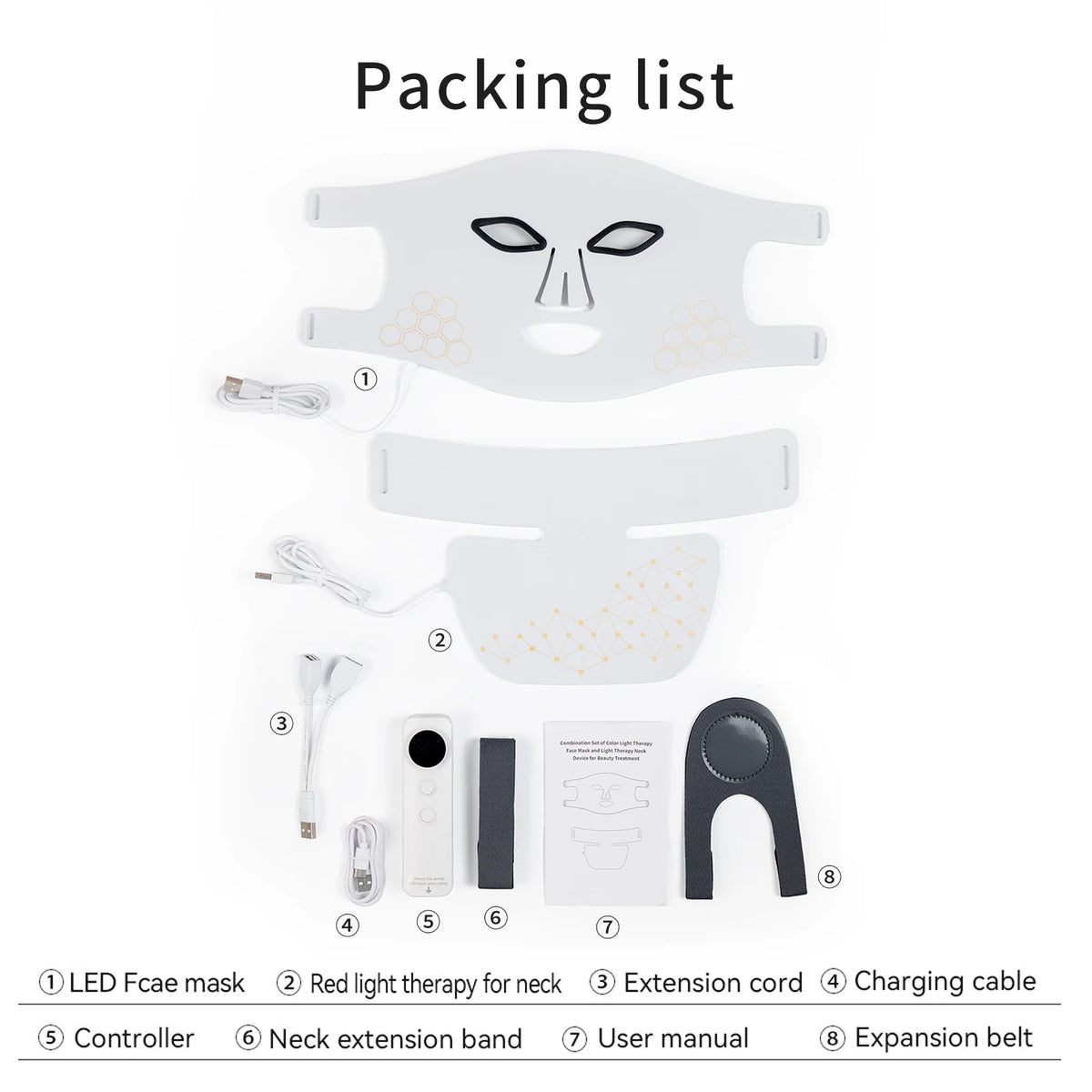 Hello Face Rechargeable Red Light Mask for Face & Neck  Infrared LED Mask Skincare Device for Skin vitality
