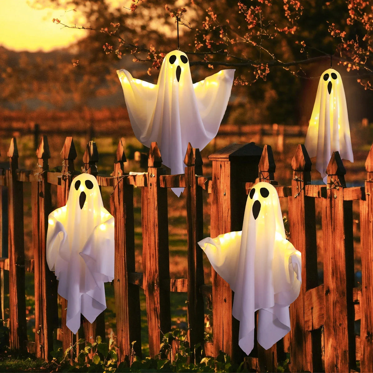 Halloween Decorations Outdoor Indoor Halloween Party Spooky Ghost String Lights LED Fairy Lights Yard Garden Interior Decorate