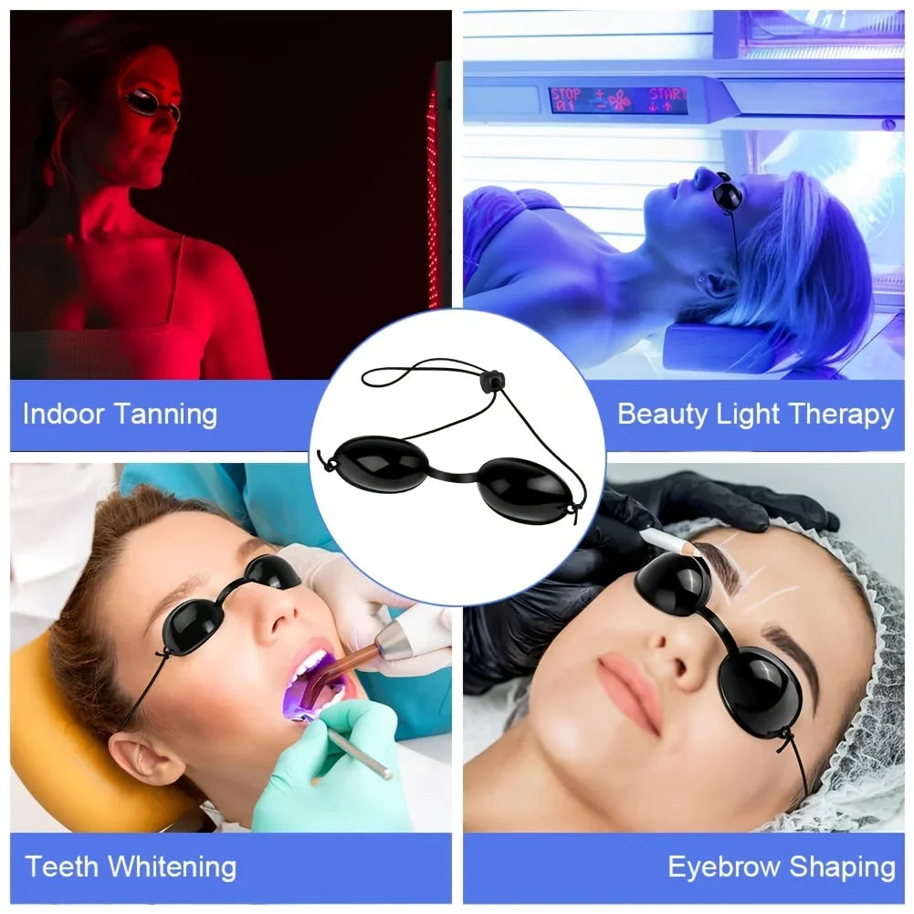Red Light Therapy Glasses Half Clear Eye Protection for Tanning Bed and Laser Beauty See Through Safety Goggles for Sunbathing