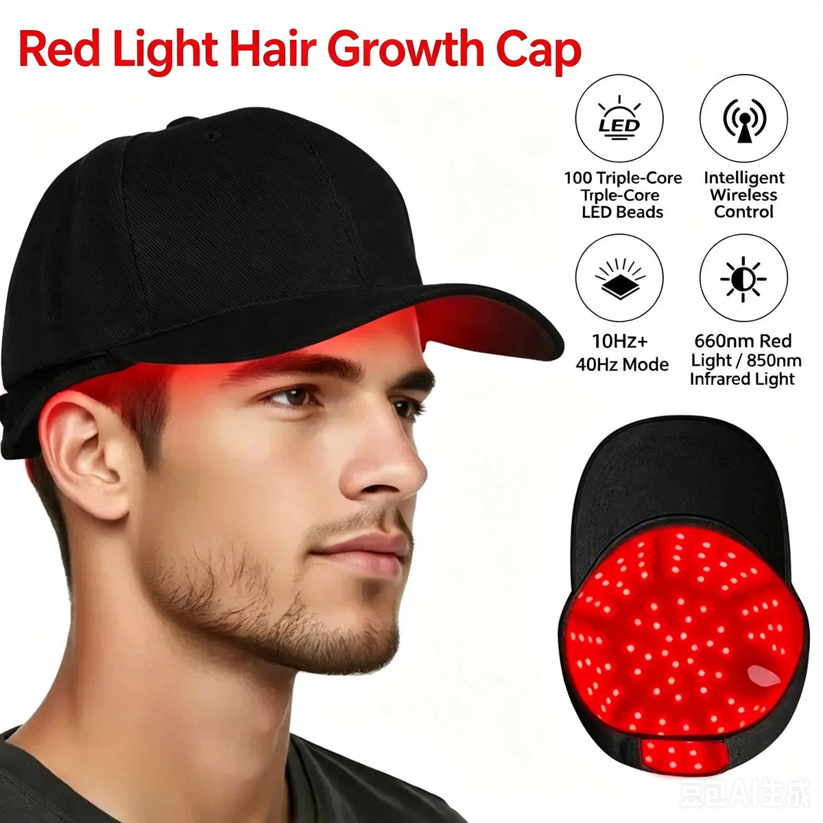 Red Light Therapy Hat Near Infrared LED Treatment Cap for Hair Growth Head Relaxation Scalp Relief Prevention Loss Device
