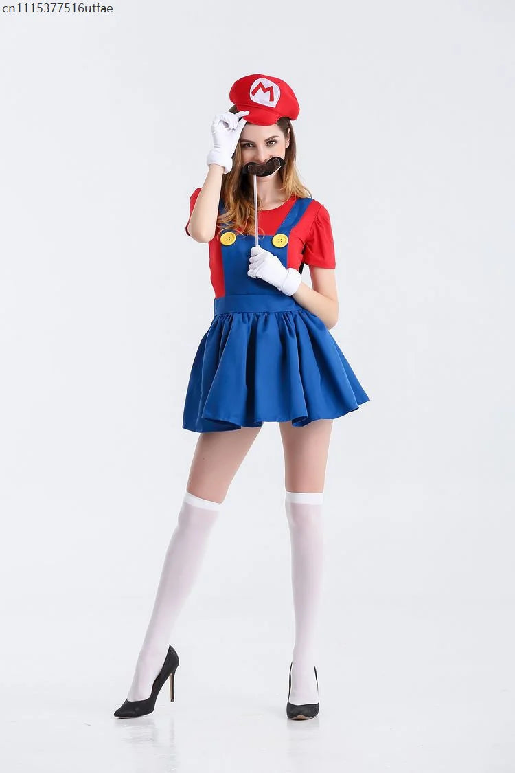 Halloween Carnival Theme Party Outfit Wholesale Women Red Green Skirt Costume Set With Hat Gloves Character Cosplay Clothing