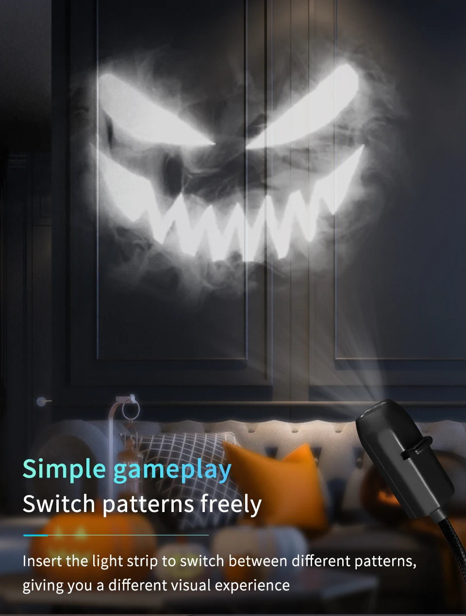 Halloween Led Projection Night Light Pumpkin Ceiling Wall Lamp USB Moon Projector Christmas Atmosphere Mood Light Room Decor