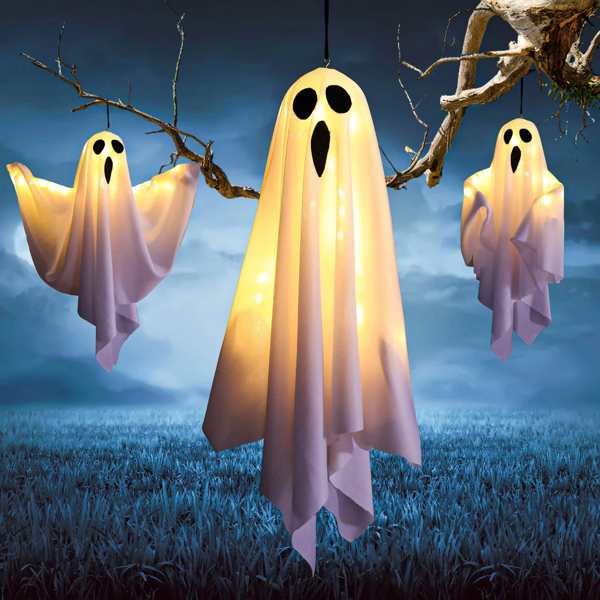 Halloween Decorations Outdoor Indoor Halloween Party Spooky Ghost String Lights LED Fairy Lights Yard Garden Interior Decorate