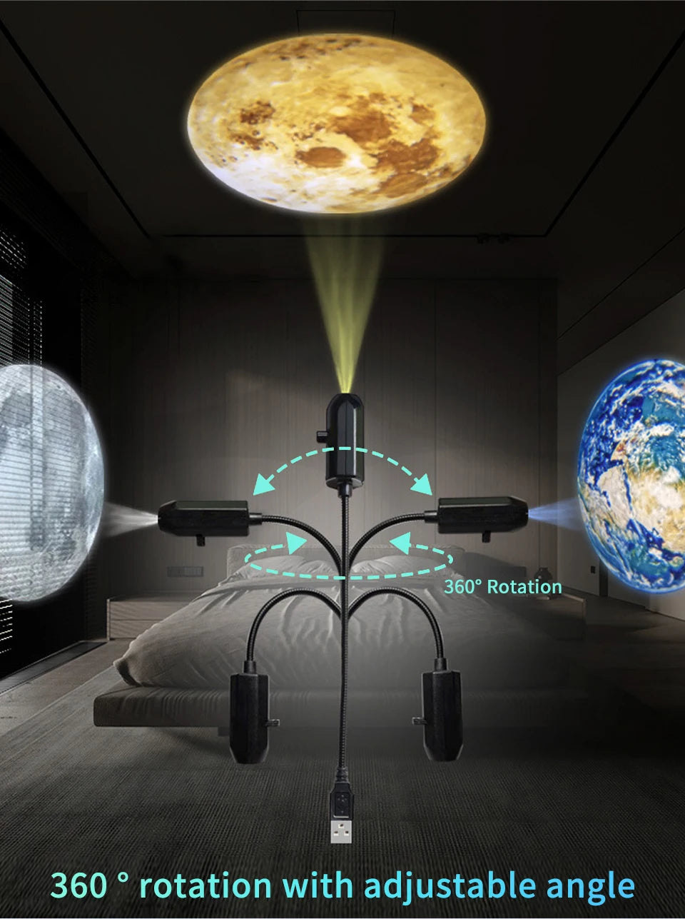 Halloween Led Projection Night Light Pumpkin Ceiling Wall Lamp USB Moon Projector Christmas Atmosphere Mood Light Room Decor