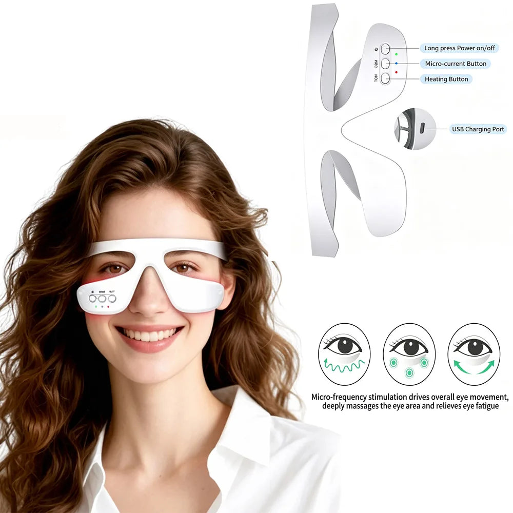 Red Light Eye Mask 630NM 850NM LED Eye Red Light Therapy Eye Mask with 5Modes Massager for Relieve Eye Bag Dark Circle Puffiness
