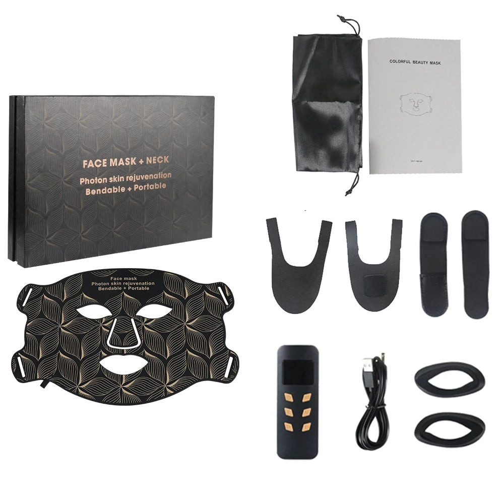 8 Colors LED Face Neck Mask 850nm Near Infrared Red Light Therapy Mask for Skin Tightening Acne Treatment Anti-Aging Wrinkles