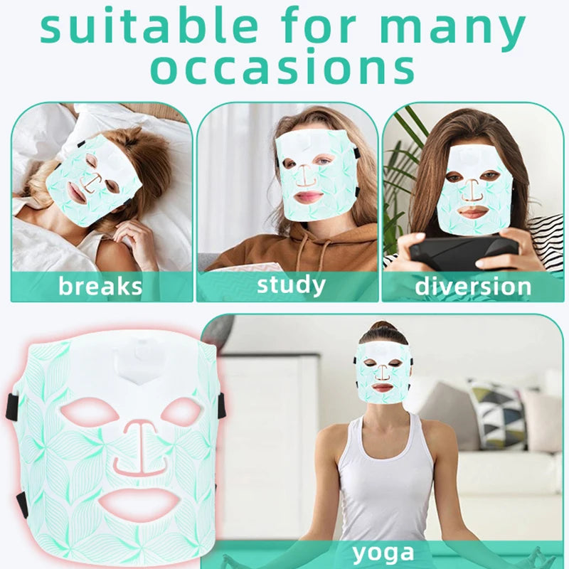 7 Color Red Light Therapy Mask Silicone LED Face Mask Light Therapy Skin Care at Home with Eye Protection Anti Aging Wrinkles