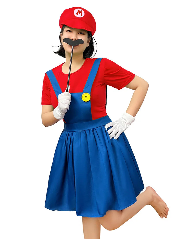 Halloween Carnival Theme Party Outfit Wholesale Women Red Green Skirt Costume Set With Hat Gloves Character Cosplay Clothing
