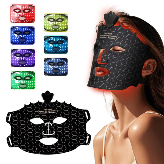 Silicone LED Face Mask 7 Color Red Light Therapy Mask Skin Care at Home with Eye Protection Cushion For Anti Aging Wrinkles