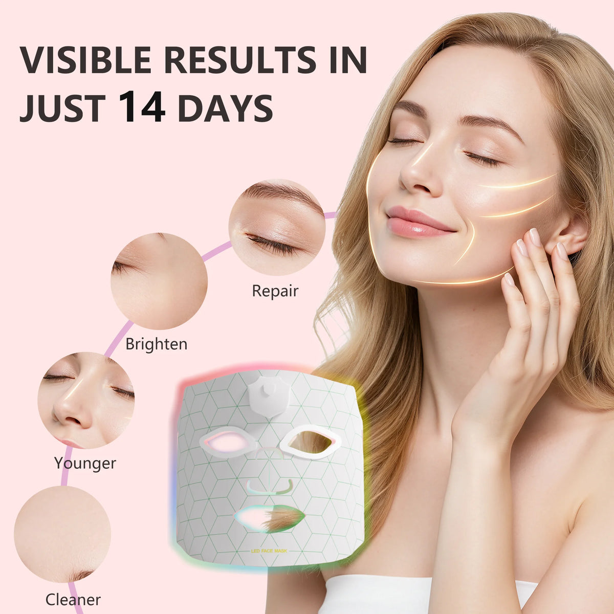 New JVV 7-Color LED Red Light Phototherapy Rejuvenation Mask LED Red Light Infrared Silicone Soft Mask Skin Care Device