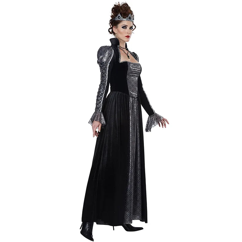 Halloween Day of the Dead Sexy European Medieval Retro Court Gothic Queen Evil Vampire Costume Carnival Party Devil Witch