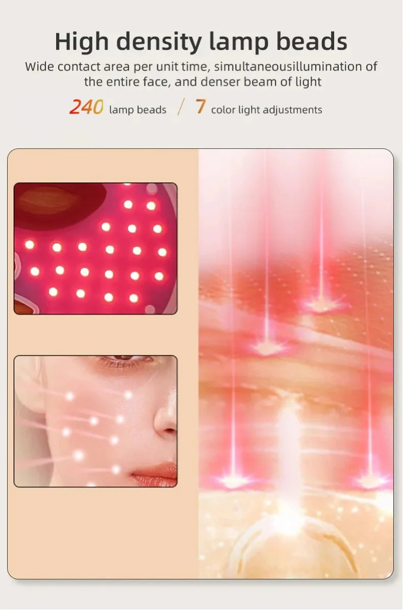 Silicone LED Face Mask 7 Color Red Light Therapy Mask Skin Care at Home with Eye Protection Cushion For Anti Aging Wrinkles