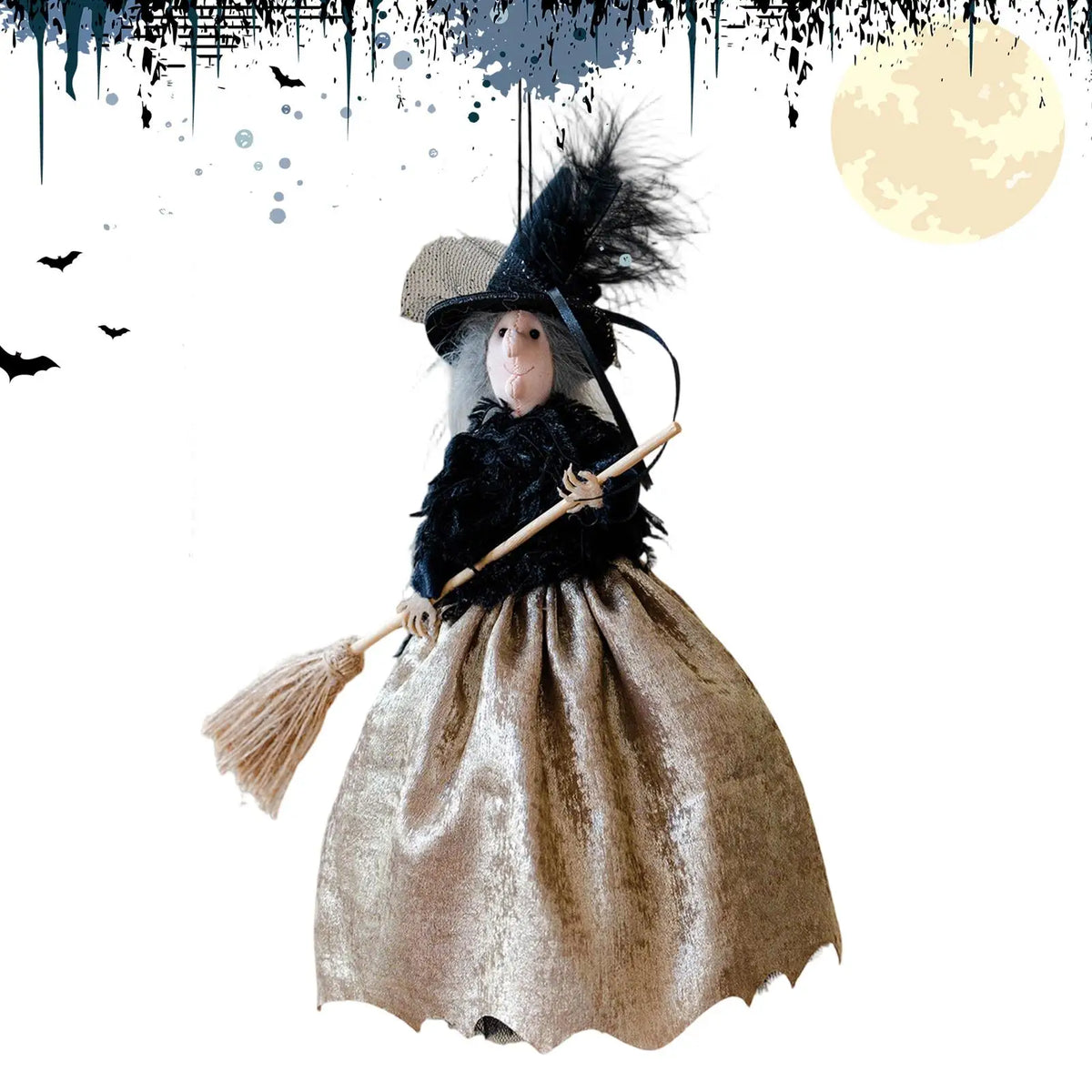 Halloween Witch Doll Decoration Cute Spooky Retro Festival Decoration Witch Doll Halloween Tree Ornaments for Haunted House Bar