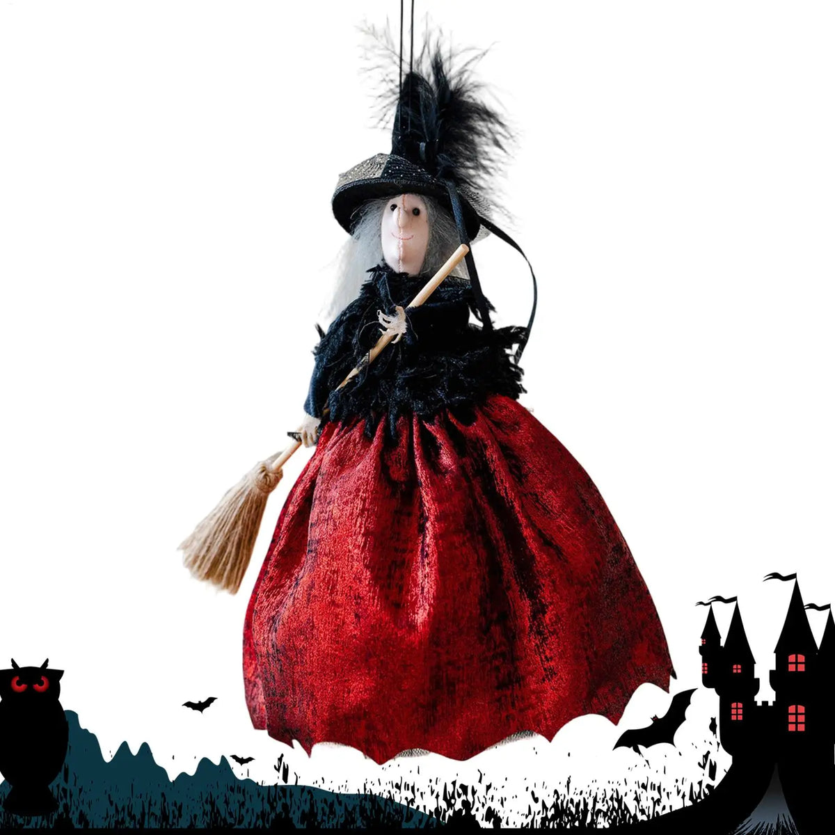 Halloween Witch Doll Decoration Cute Spooky Retro Festival Decoration Witch Doll Halloween Tree Ornaments for Haunted House Bar