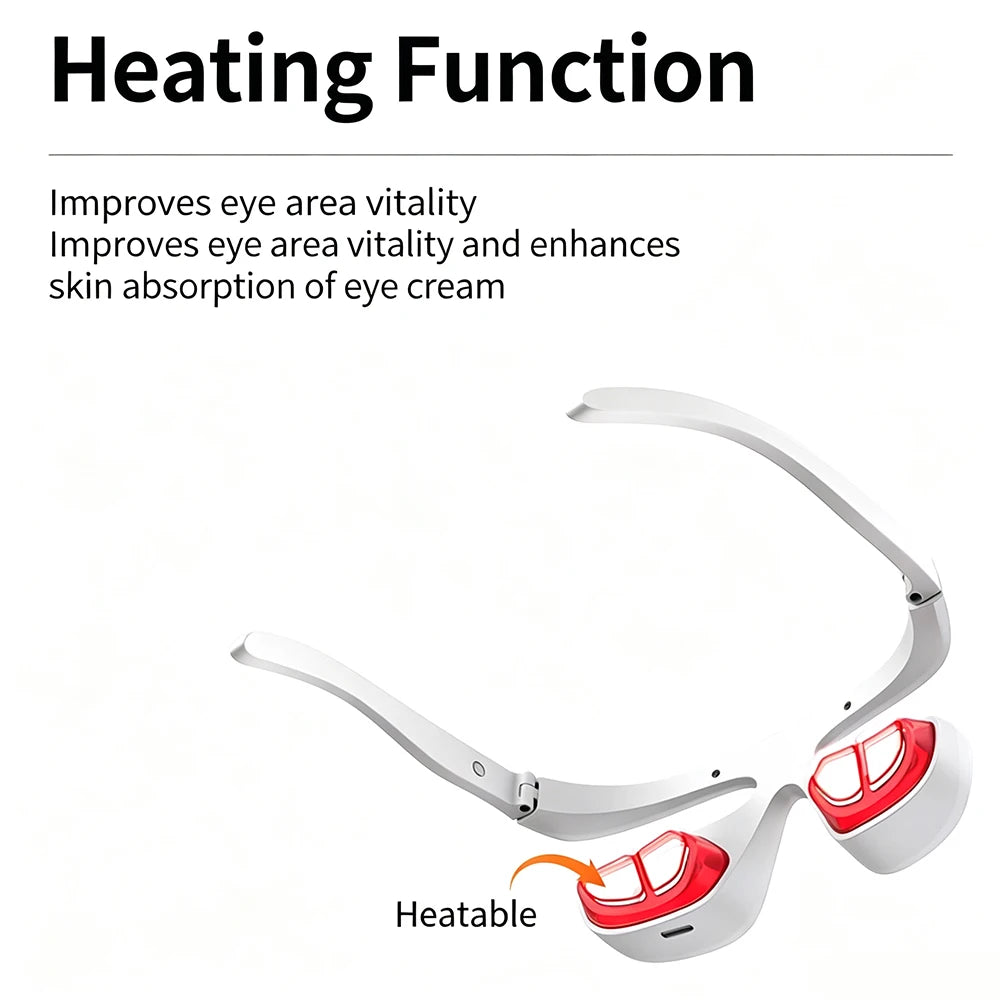 Red Light Eye Mask 630NM 850NM LED Eye Red Light Therapy Eye Mask with 5Modes Massager for Relieve Eye Bag Dark Circle Puffiness