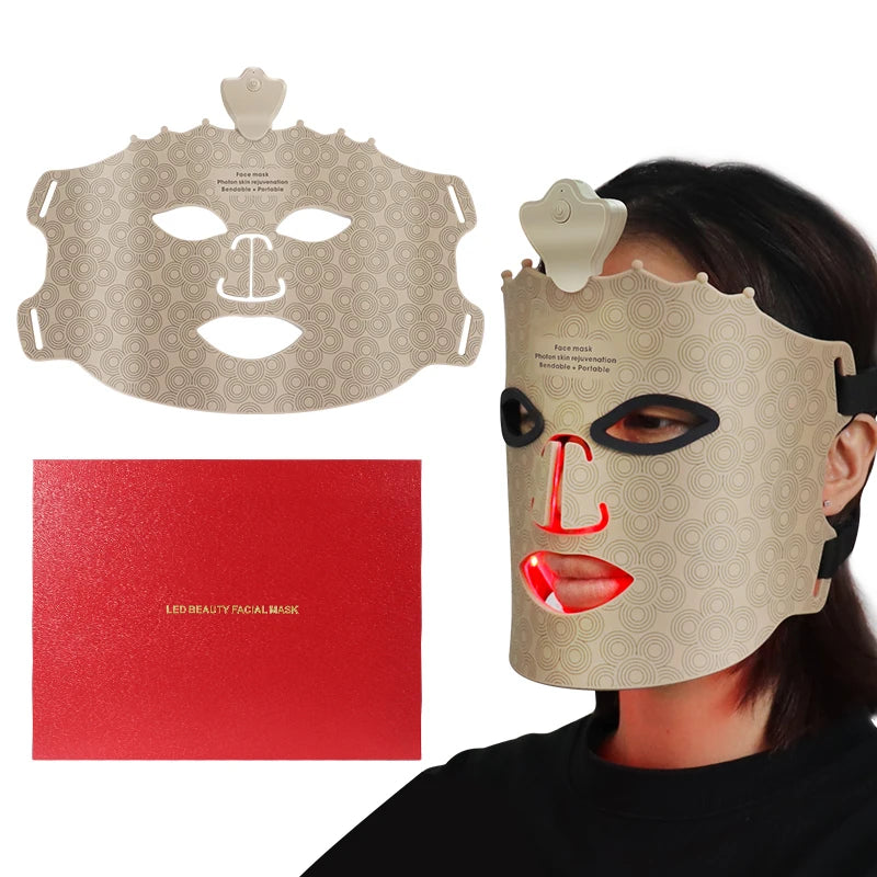 Silicone LED Face Mask 7 Color Red Light Therapy Mask Skin Care at Home with Eye Protection Cushion For Anti Aging Wrinkles