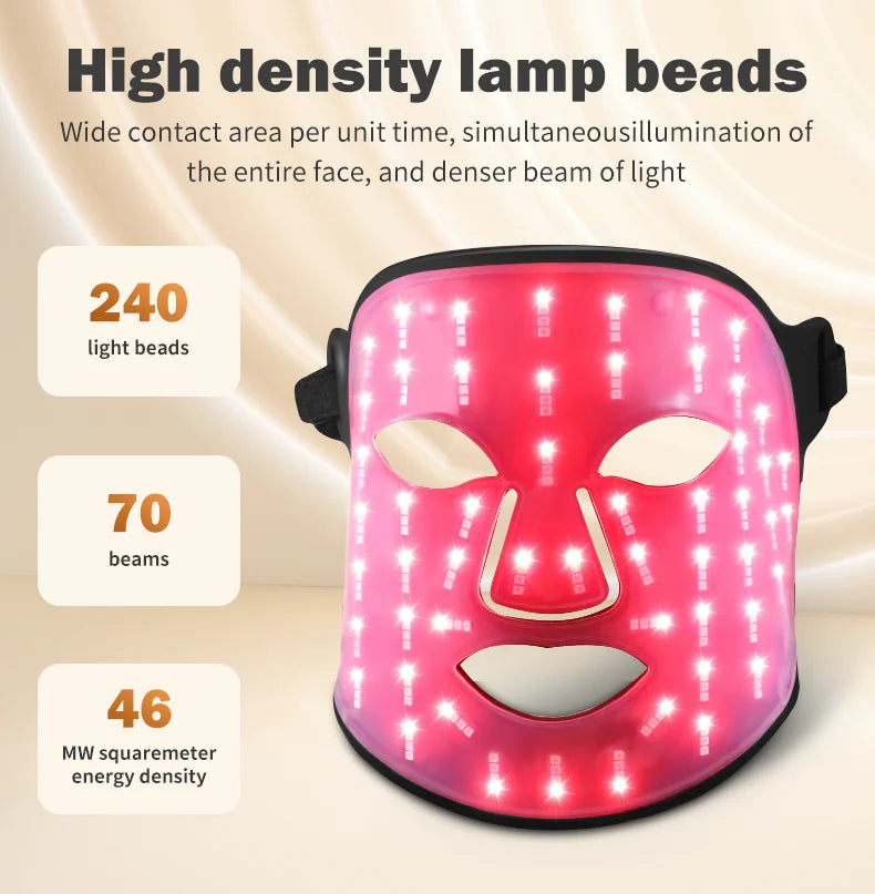 Red Light Face Mask 850Nm Near Infrared Therapy Light Therapy Skin Mask Led Therapy Mask At-Home LED Red Light Therapy Mask