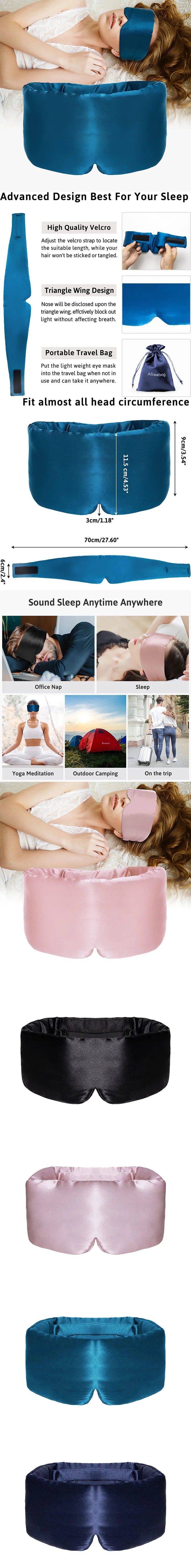 100% Mulberry Silk Sleeping Mask Eyepatch Blocking Light Eyemask Eyeshade for Travel & Nap Soft Padded Sleep Mask Slaapmasker