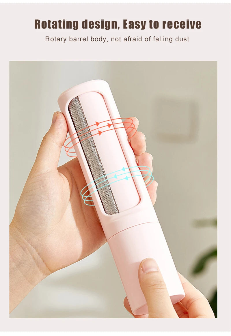 2-1 Reusable Pet Hair Remover Brush Lint Roller Self Cleaning Cat Dog Fur Hair Dust Removal Brush for Clothes Portable Effective