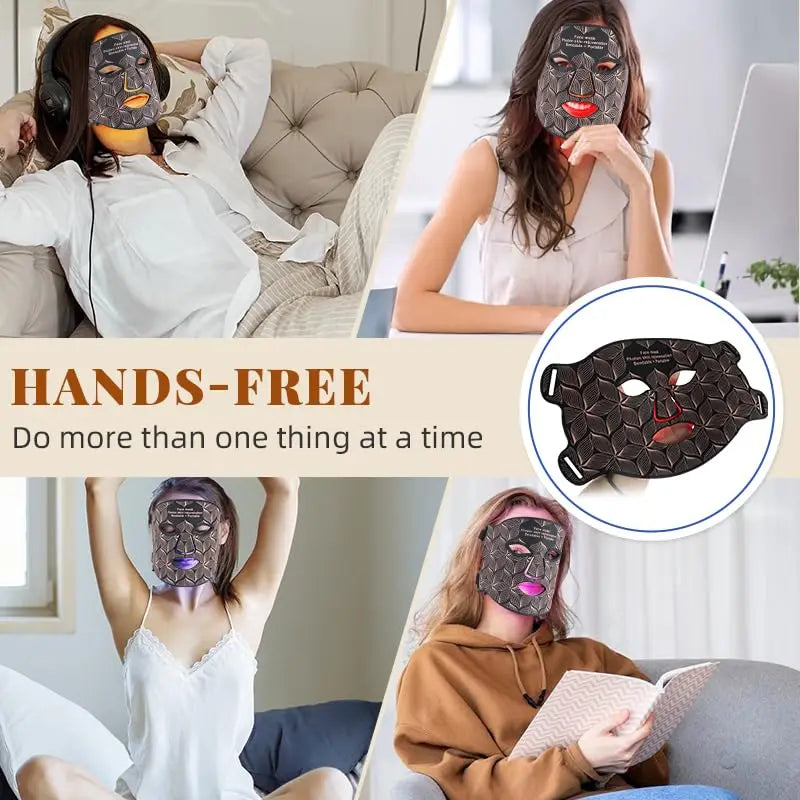 8 Colors LED Face Neck Mask 850nm Near Infrared Red Light Therapy Mask for Skin Tightening Acne Treatment Anti-Aging Wrinkles
