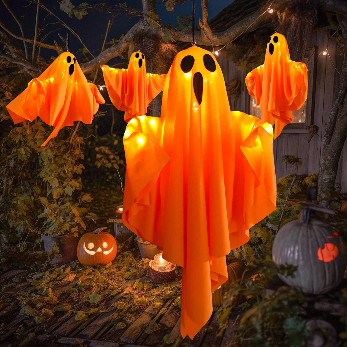 Halloween Decorations Outdoor Indoor Halloween Party Spooky Ghost String Lights LED Fairy Lights Yard Garden Interior Decorate