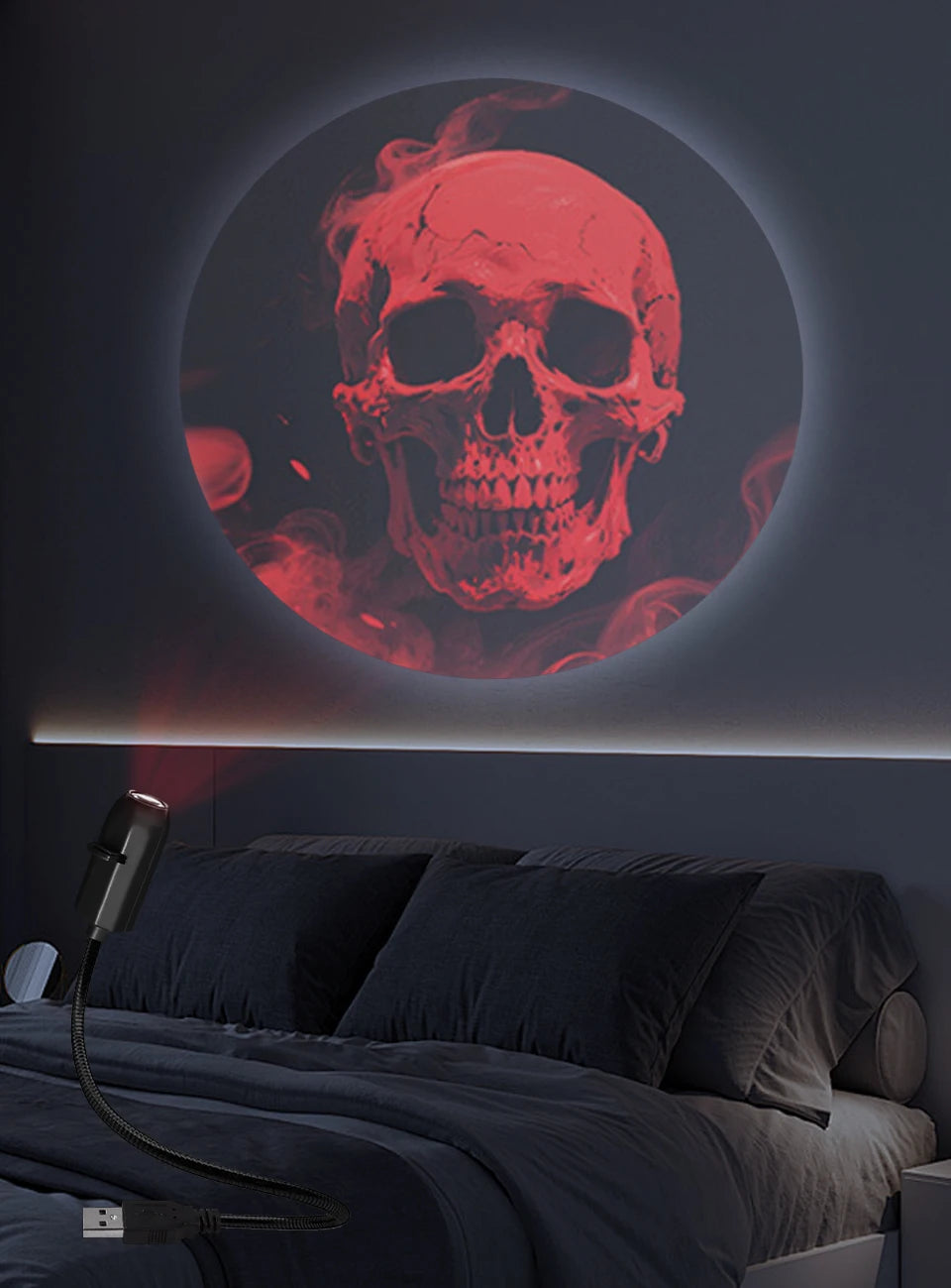 Halloween Led Projection Night Light Pumpkin Ceiling Wall Lamp USB Moon Projector Christmas Atmosphere Mood Light Room Decor