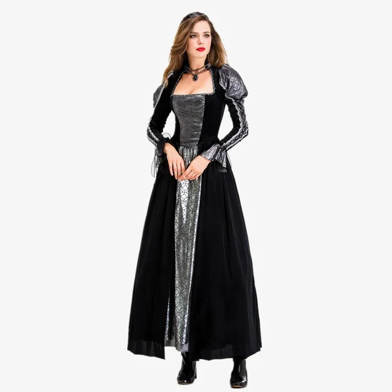Halloween Day of the Dead Sexy European Medieval Retro Court Gothic Queen Evil Vampire Costume Carnival Party Devil Witch