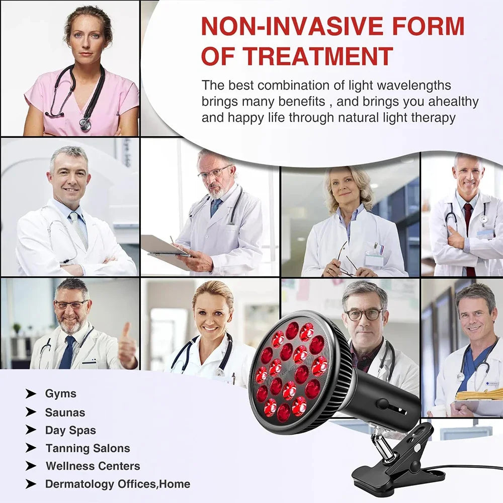 Red Light Therapy Lamp for Face 54W 660nm & 850nm Infrared Light Therapy Device for Muscle Joint Pain Relief Skin Health Tools