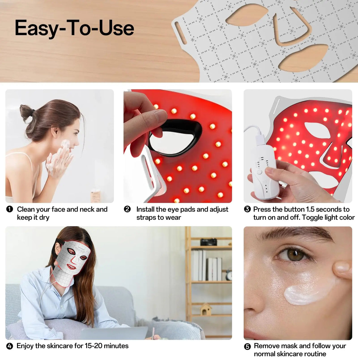 Portable 7 Colors Led Face Mask Skin Care Rechargeable Red Light Therapy for Reduce Wrinkle Acne Facial Care Beauty Device Mask