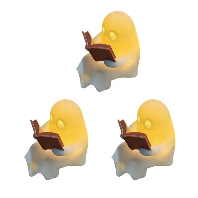 Halloween Desktop Luminous Reading Ghost Ornaments Ghost Books With Led Crafts With Lights Holiday Party Office Decoration Gifts