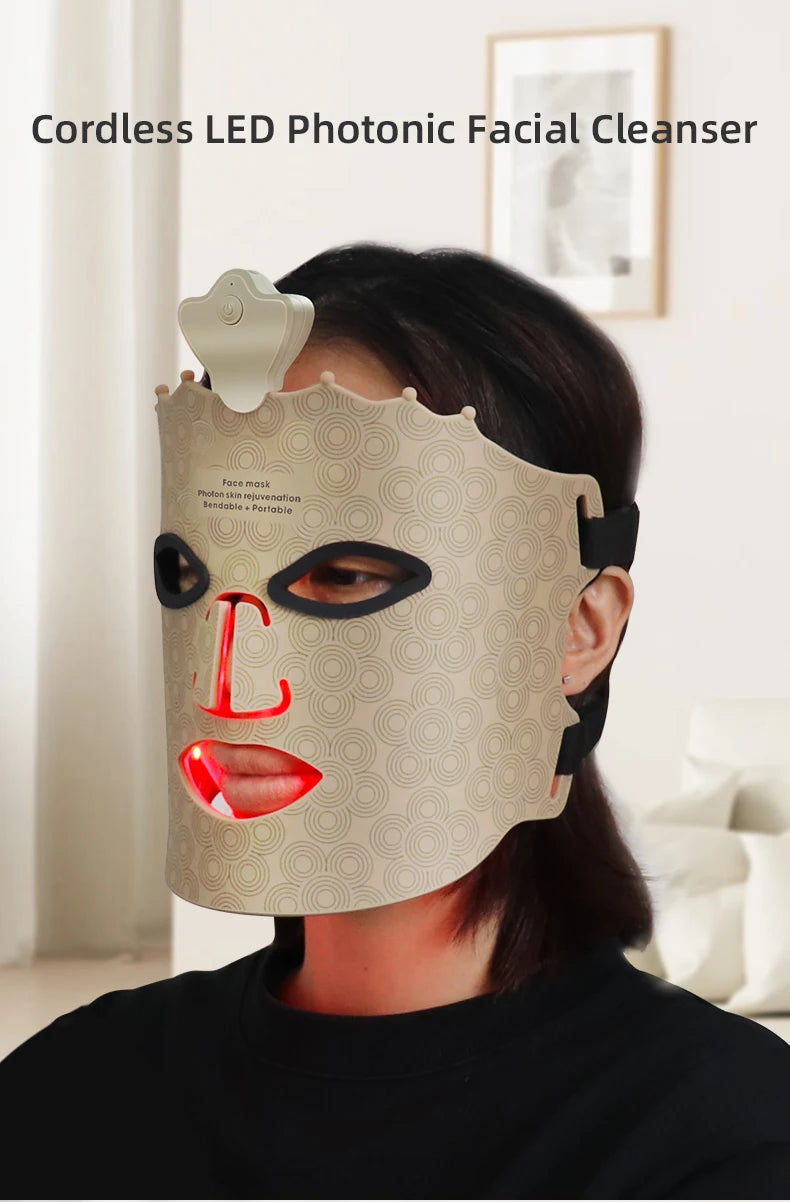 Silicone LED Face Mask 7 Color Red Light Therapy Mask Skin Care at Home with Eye Protection Cushion For Anti Aging Wrinkles