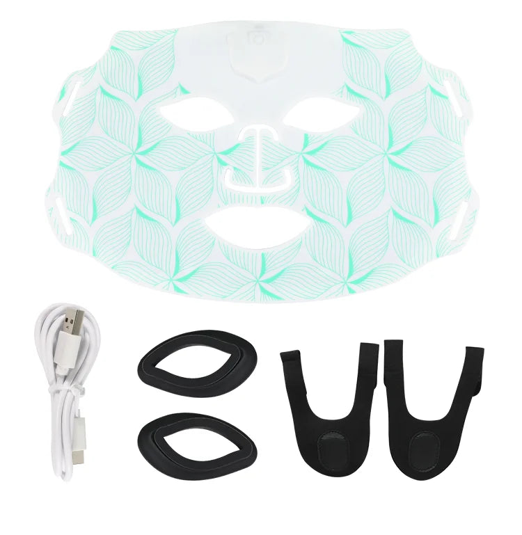 7 Color Red Light Therapy Mask Silicone LED Face Mask Light Therapy Skin Care at Home with Eye Protection Anti Aging Wrinkles