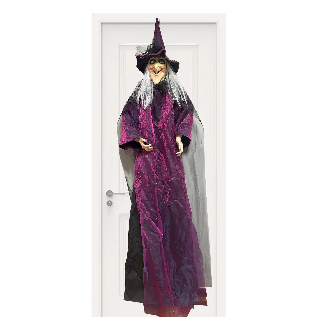 Halloween Sound Activated Light-up Witch Hanging Ghost Scary Props for Haunted House Bar Secret Room Outdoor Yard Garden Party