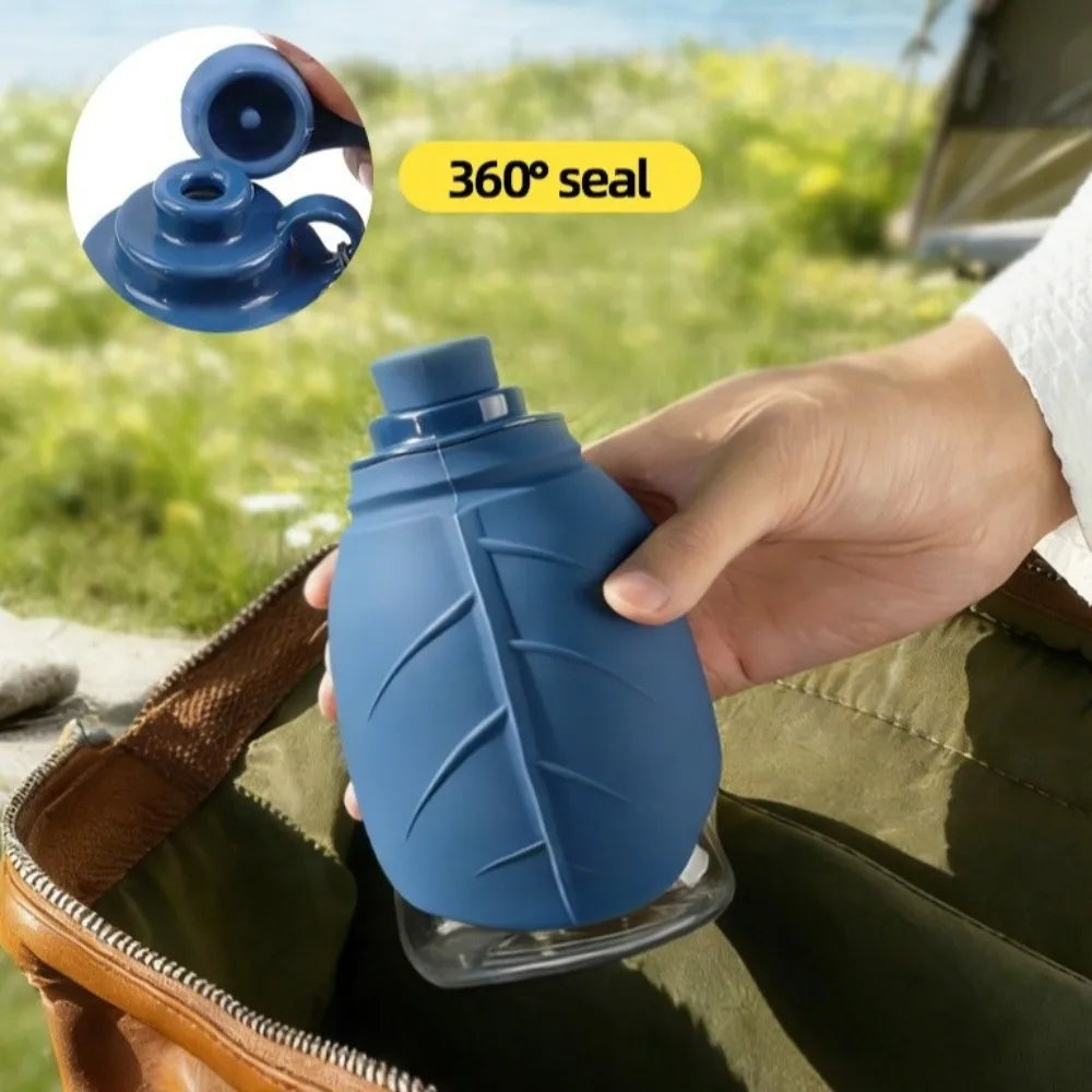 2-In-1 Leaf-shaped Pet Water Bottle 300ML Foldable Pet Water Dispenser with Lanyard Dog Outdoor Water Cup Pet Outdoor Activities
