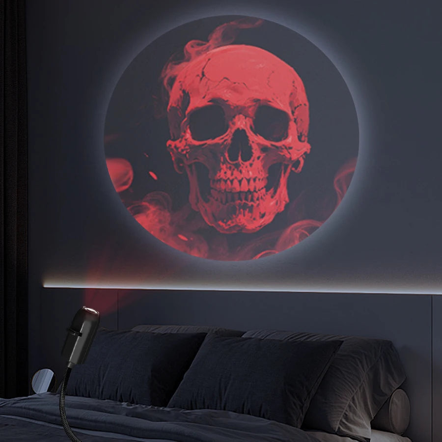 Halloween Theme USB Plug Projection Light Indoor Ceiling Projection Light Wall Ambient Light Holiday Decoration Light Adjustable