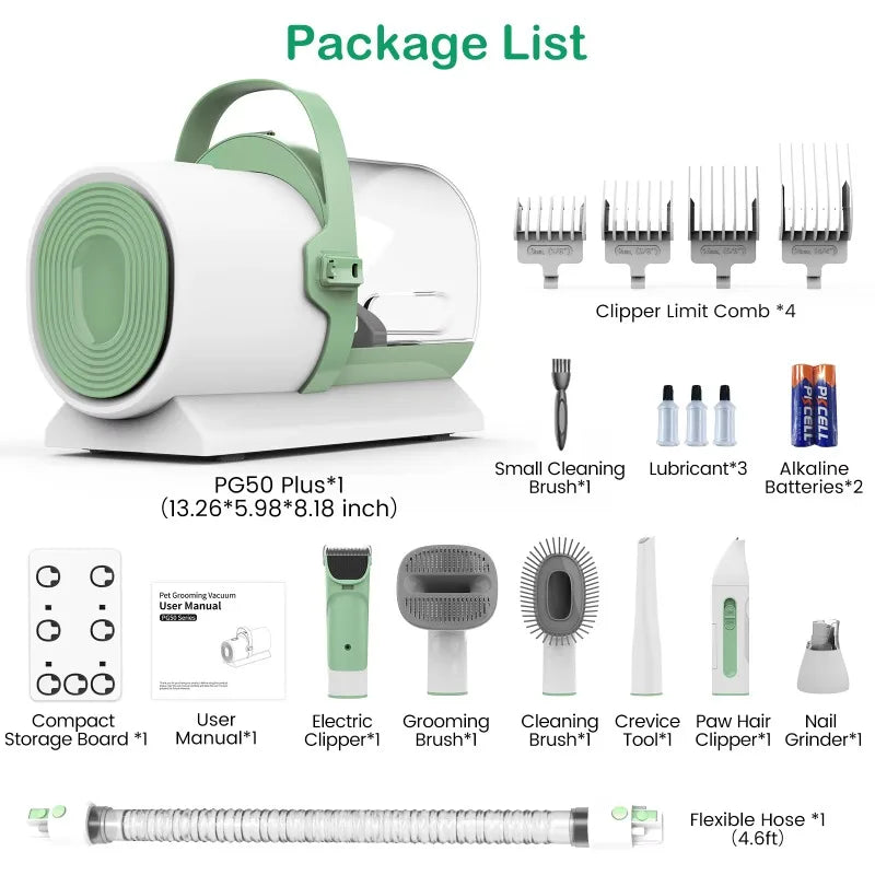 Pet Hair Remover ABS Vacuum and Brush Combo for Dogs and Cats-Multifunctional Electric Grooming Tool