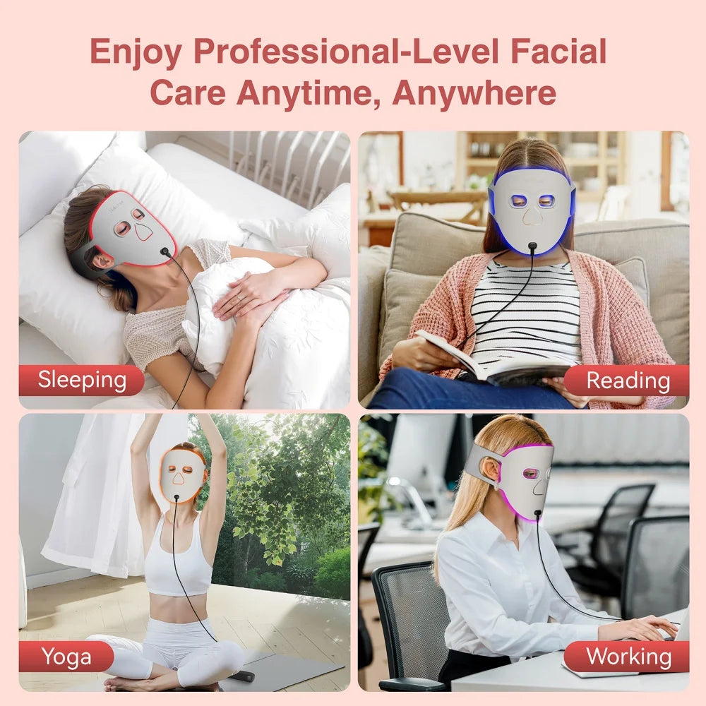 Hello Face M500S LED Red Light Therapy Mask 510K Near-Infrared Light Therapy Facial Mask Soft Wireless Portable PDT Device