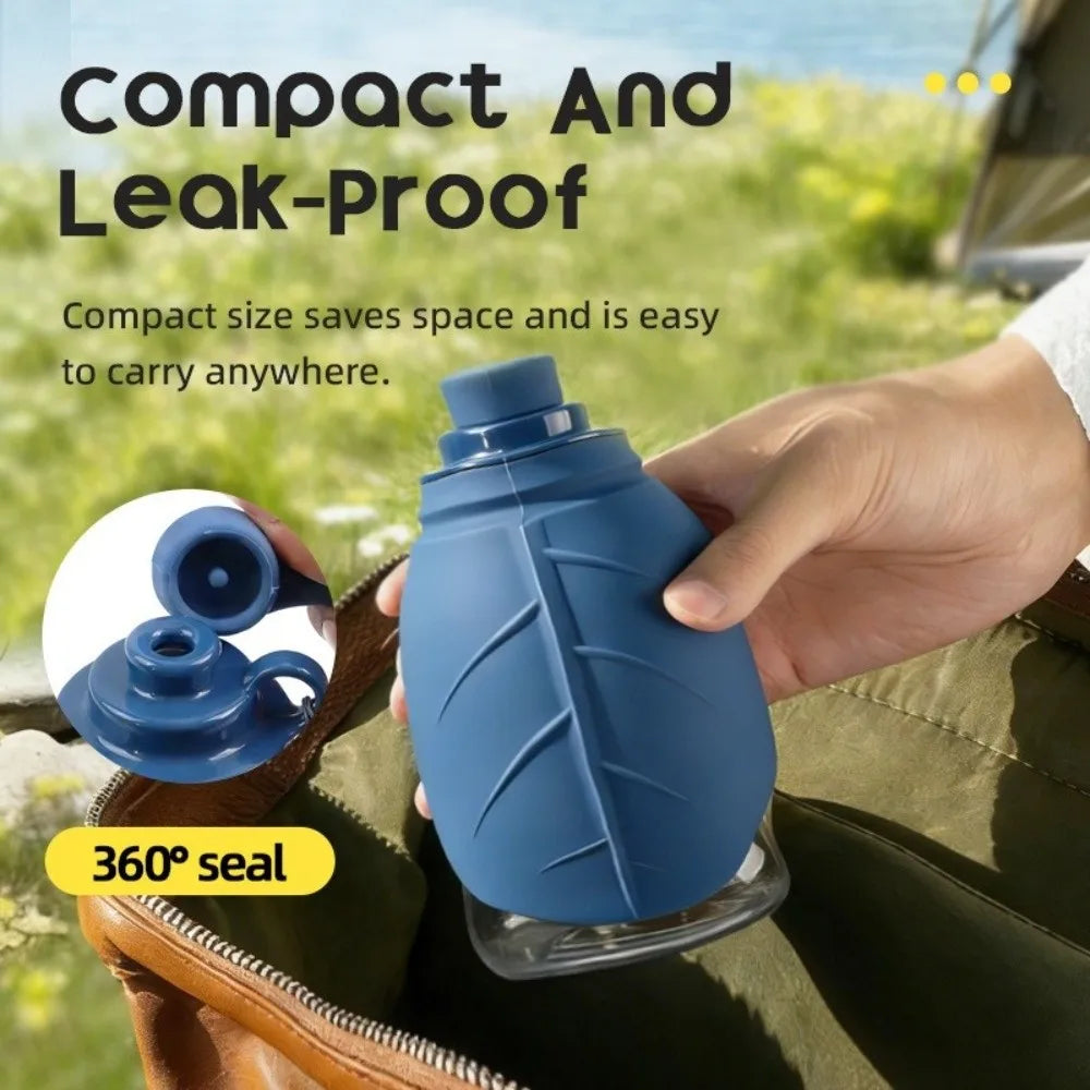 2-In-1 Leaf-shaped Pet Water Bottle 300ML Foldable Pet Water Dispenser with Lanyard Dog Outdoor Water Cup Pet Outdoor Activities