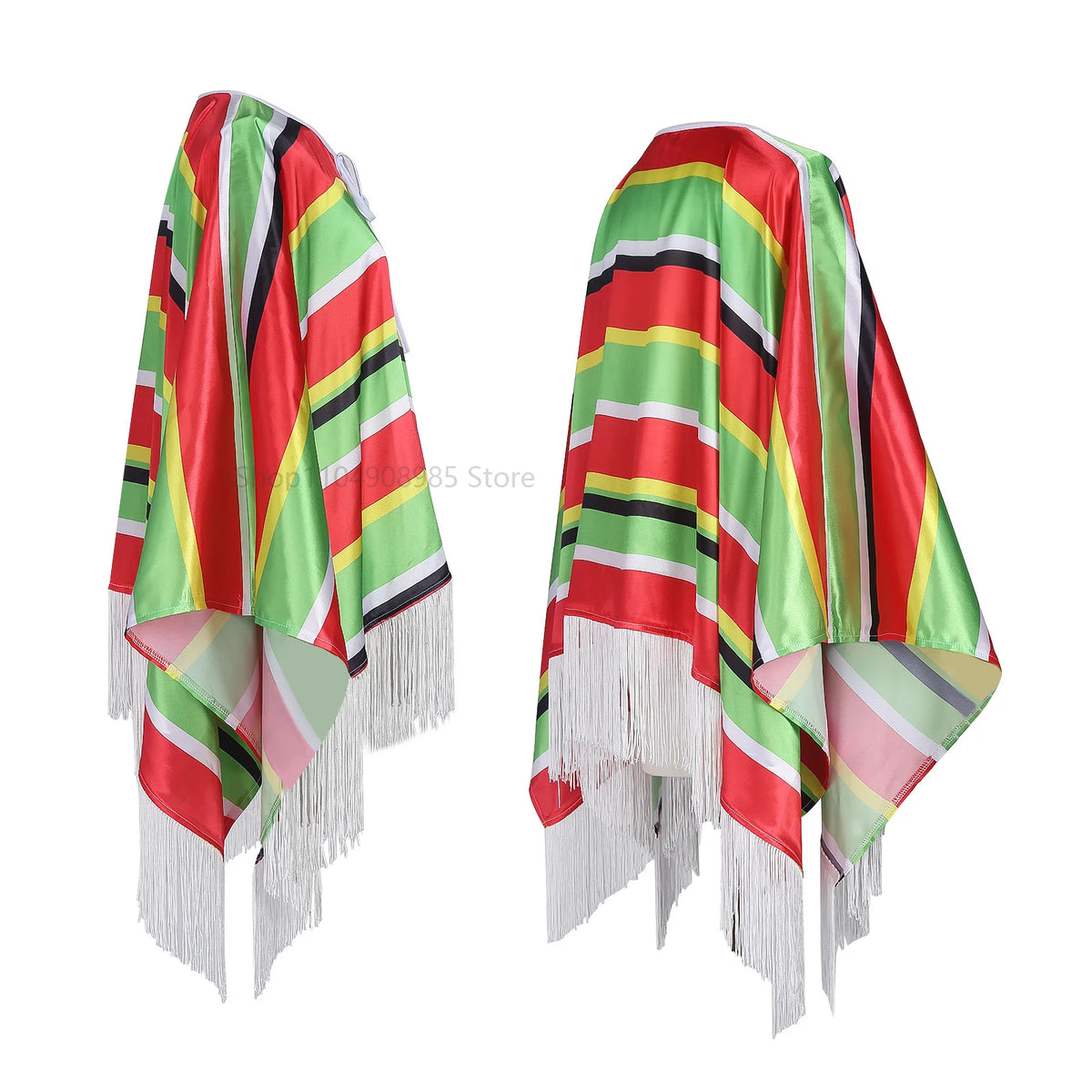 Halloween Cosplay Holiday Party Mexican Clothing Mexican Ethnic Costume Adult Mexican Floral Striped Capes Hat Set